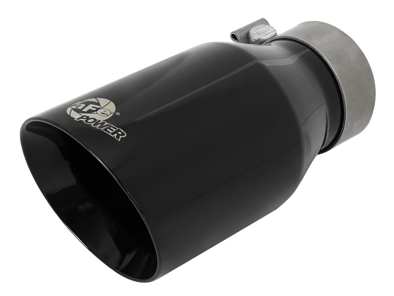 aFe MACH Force-Xp Univ 304 SS Double-Wall Clamp-On Exhaust Tip - Black - 3in Inlet - 4.5in Outlet - 49T30454-B092