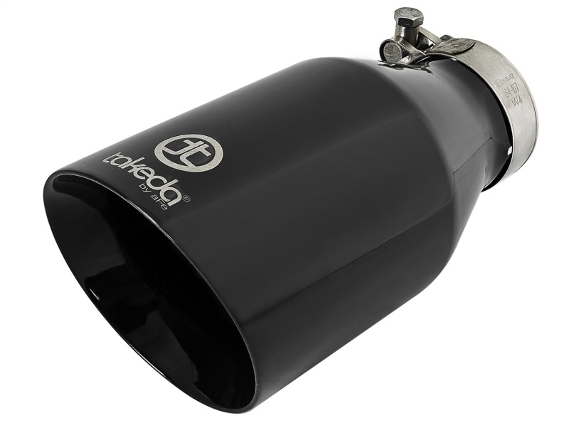 aFe Takeda 409 SS Clamp-On Exhaust Tip 2.5in. Inlet / 4.5in. Outlet / 9in. L - Black - 49T25454-B09