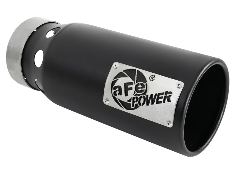 aFe SATURN 4S 4in SS Intercooled Exhaust Tip - Black 4in In x 5in Out x 12in L Bolt-On - 49T40501-B122