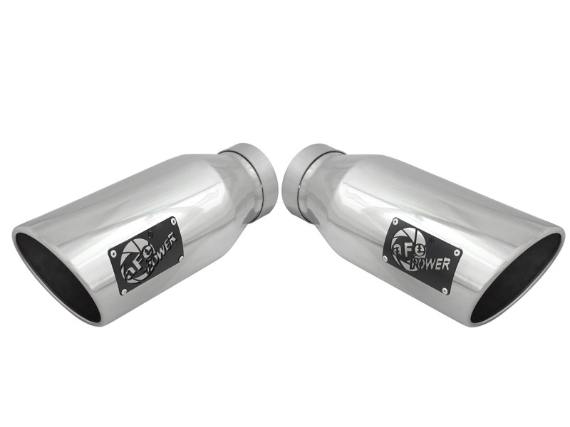 aFe MACH Force-XP 304 SS Single Wall Polished Exhaust Tip Pair 4in Inlet x 6in Outlet x 15in L - 49T40606-P15