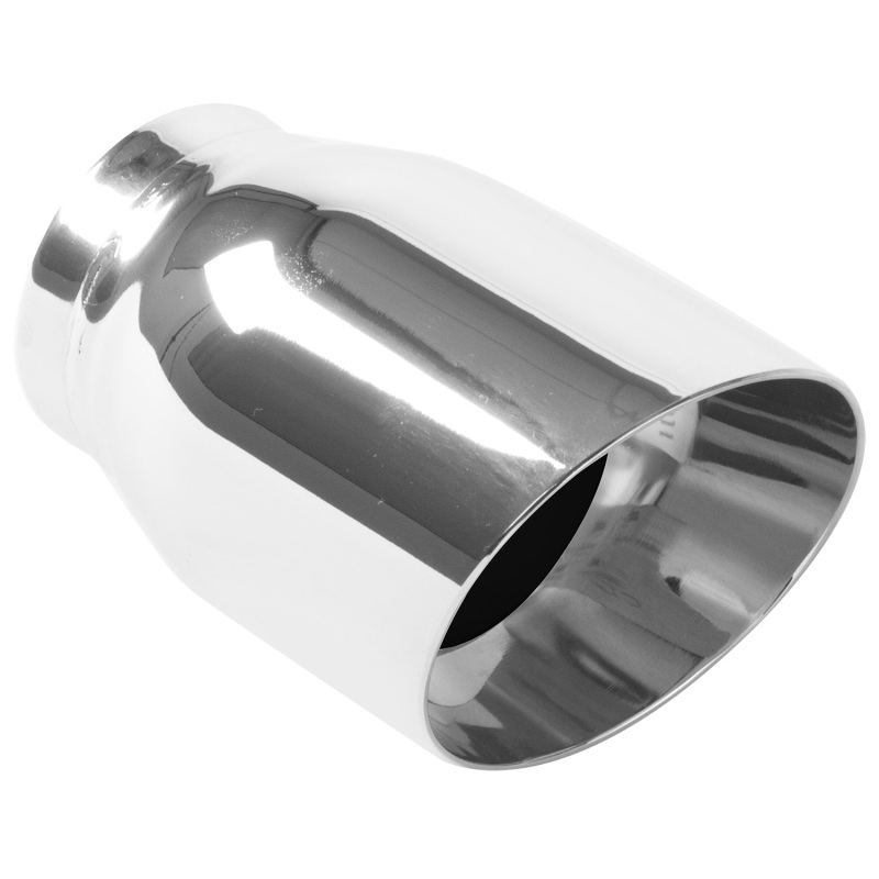 MagnaFlow Tip Stainless Double Wall Round Single Outlet Polished 3.5in DIA 2.5in Inlet 5.5in Length - 35225