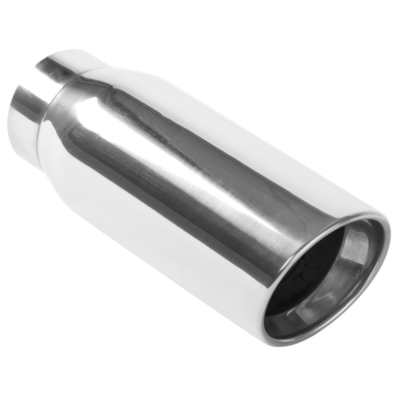 MagnaFlow Tip Stainless Double Wall Round Single Outlet Polished 4.5in DIA 3.5in Inlet 12in Length - 35232