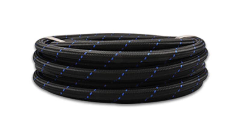 Vibrant -12 AN Two-Tone Black/Blue Nylon Braided Flex Hose (10 foot roll) - 11972B