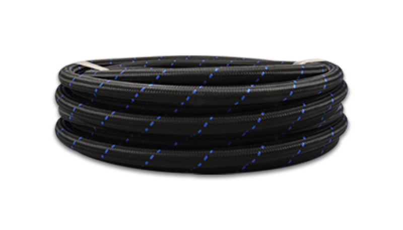 Vibrant -6 AN Two-Tone Black/Blue Nylon Braided Flex Hose (20 foot roll) - 11976B