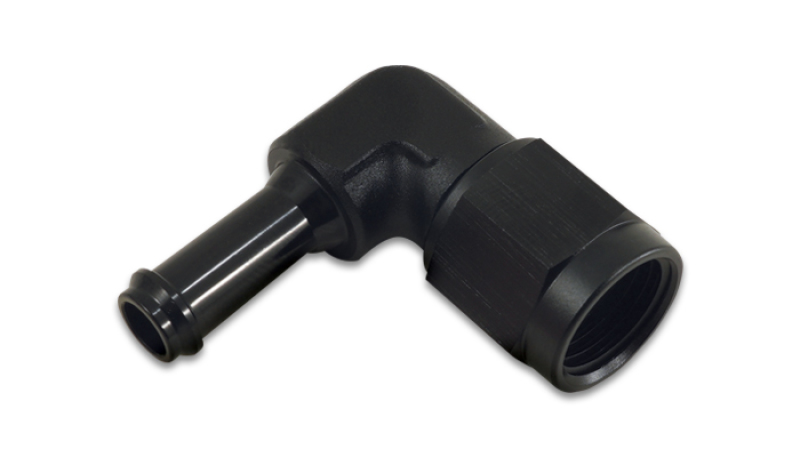 Vibrant Female -6AN to 5/16in Hose Barb 90 Degree Adapter Fitting - Anodized Black - 12025
