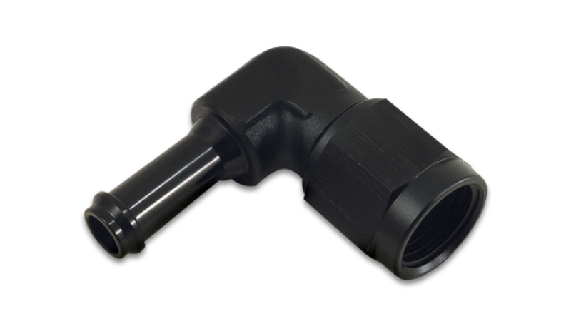 Vibrant -8AN to 3/8in Hose Barb 90 Degree Adapter - Anodized Black - 12027