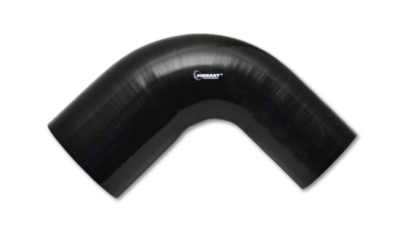 Vibrant 1.25in ID x 1.5in ID x 4in Long Gloss Black Silicone 90 Degree Transition Elbow - 19785