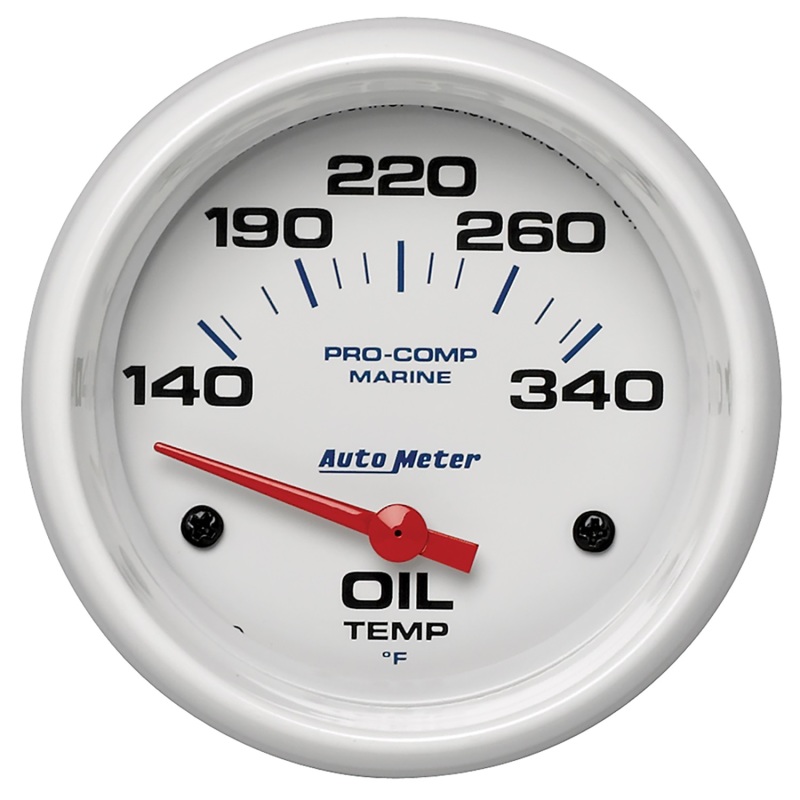 Autometer Marine White Air-Core Electric Oil Temperature Gauge 2-5/8in 140-300 Deg F - 200765