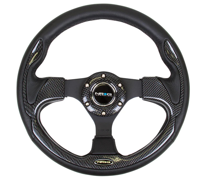 NRG Reinforced Steering Wheel (320mm) w/Carbon Fiber Look Trim - RST-001CFL