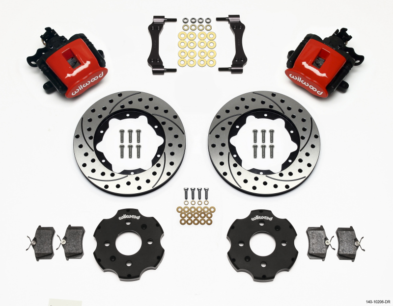 Wilwood Combination Parking Brake Rear Kit 11.00in Drilled Red Civic / Integra Disc 2.39 Hub Offset - 140-10206-DR