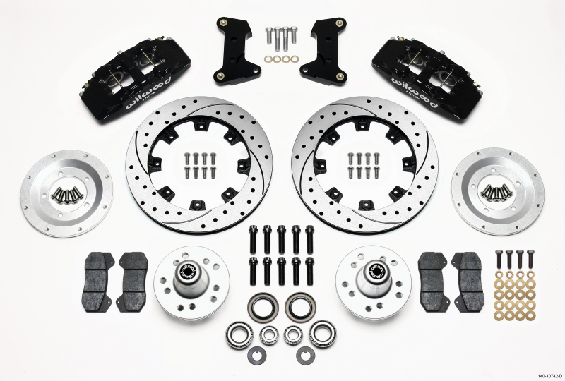 Wilwood Dynapro 6 Front Hub Kit 12.19in Drilled 74-80 Pinto/Mustang II Disc Spindle only - 140-10742-D