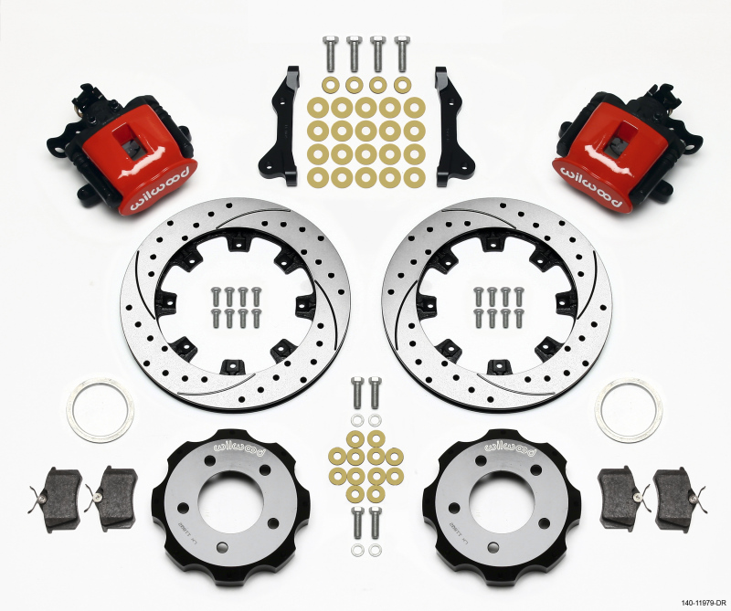 Wilwood Combination Parking Brake Rear Kit 12.19in Drilled Red 2006-Up Civic / CRZ - 140-11979-DR
