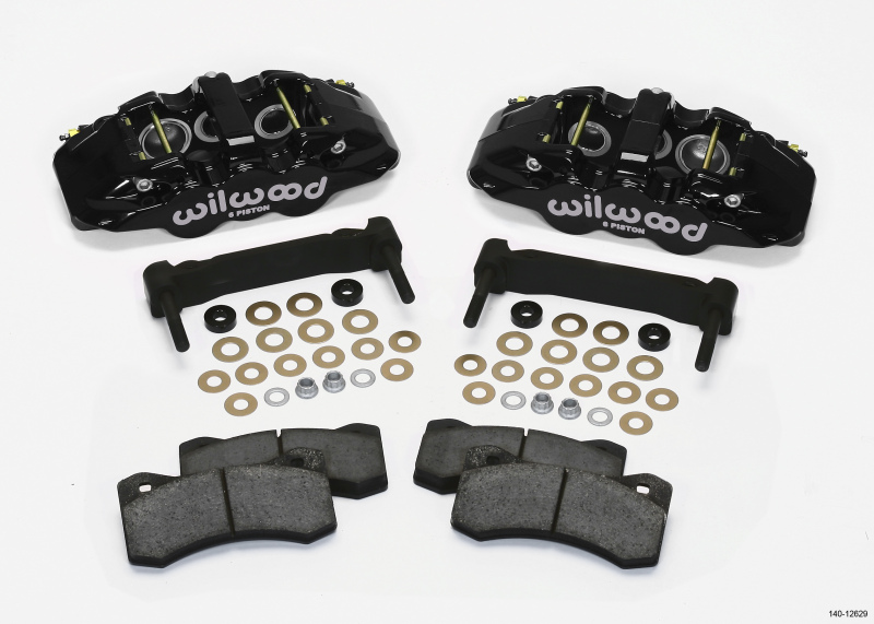 Wilwood AERO6 Front Caliper & Bracket Kit - Black 97-13 C5/C6 Corvette w/ OEM HD/Z51 Rotors - 140-12629