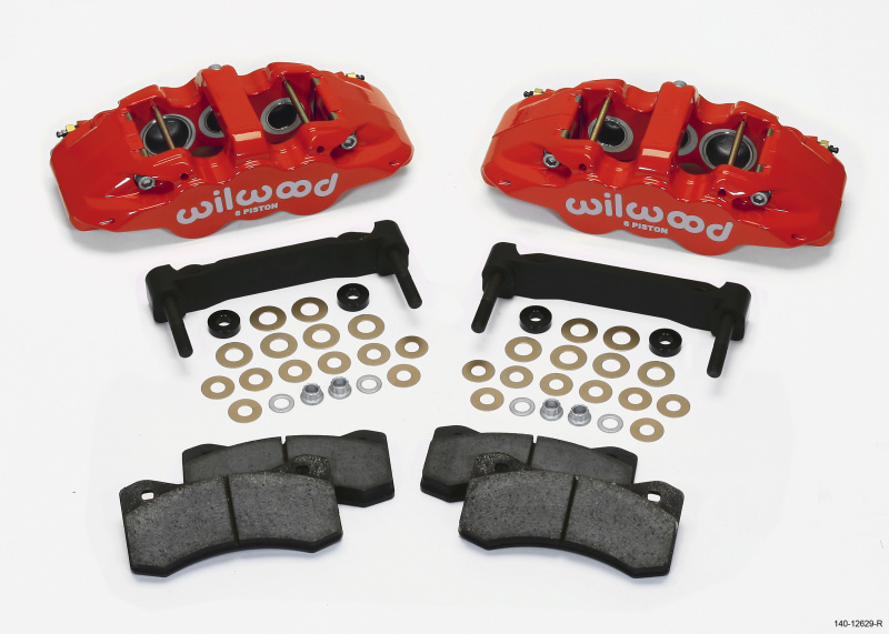 Wilwood AERO6 Front Caliper & Bracket Kit - Red 97-13 C5/C6 Corvette w/ OEM HD/Z51 Rotors - 140-12629-R