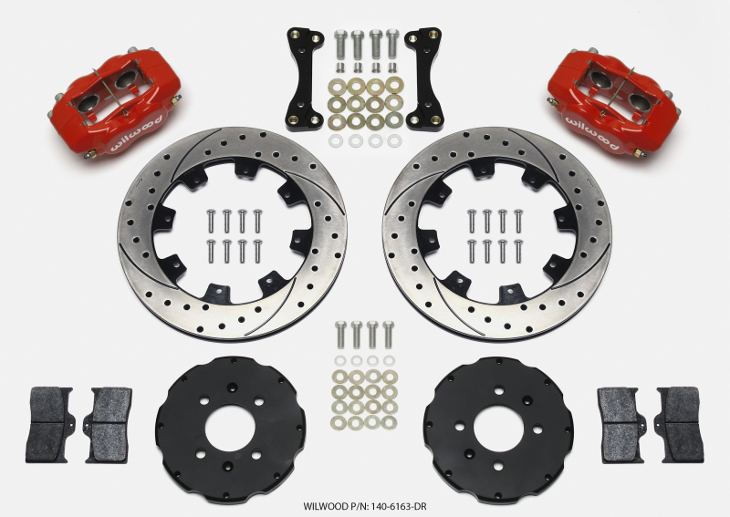 Wilwood Forged Dynalite Front Hat Kit 12.19in Drilled Red 94-01 Honda/Acura w/262mm Disc - 140-6163-DR