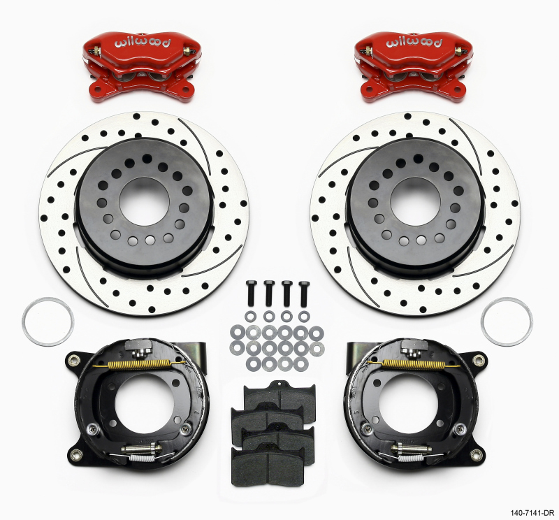 Wilwood Forged Dynalite P/S P-B Kit Drilled-Red Chevy 12 Bolt w/ C-Clips - 140-7141-DR