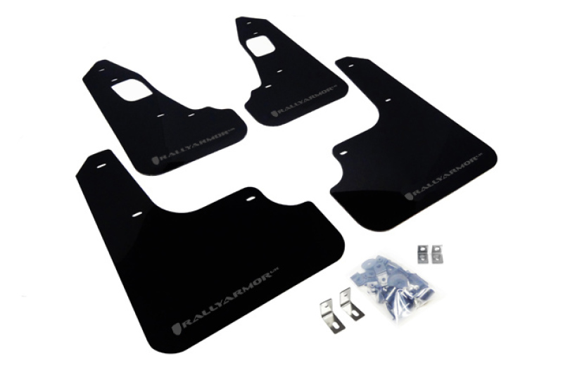 Rally Armor 08-17 Mitsubishi EVO X Black UR Mud Flap w/ Grey Logo - MF10-UR-BLK/GRY