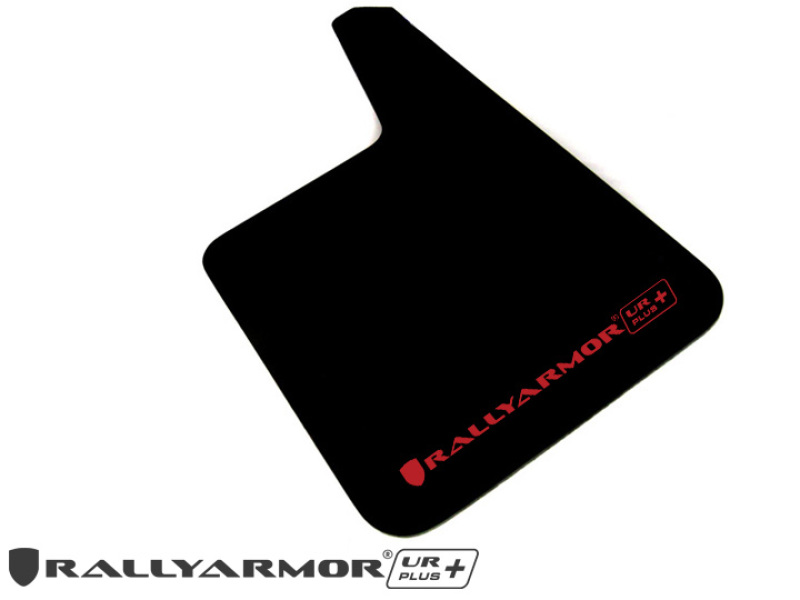 Rally Armor Universal Fit (No Hardware) UR Plus Black UR Mud Flap w/ Red Logo - MF20-URP-BLK/RD