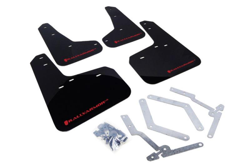 Rally Armor 12-19 Ford Focus ST / 16-19 RS Black Mud Flap w/ Red Logo - MF27-UR-BLK/RD