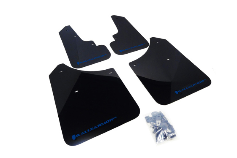 Rally Armor 03-08 Subaru Forester Black UR Mud Flap w/ Blue Logo - MF5-UR-BLK/BL