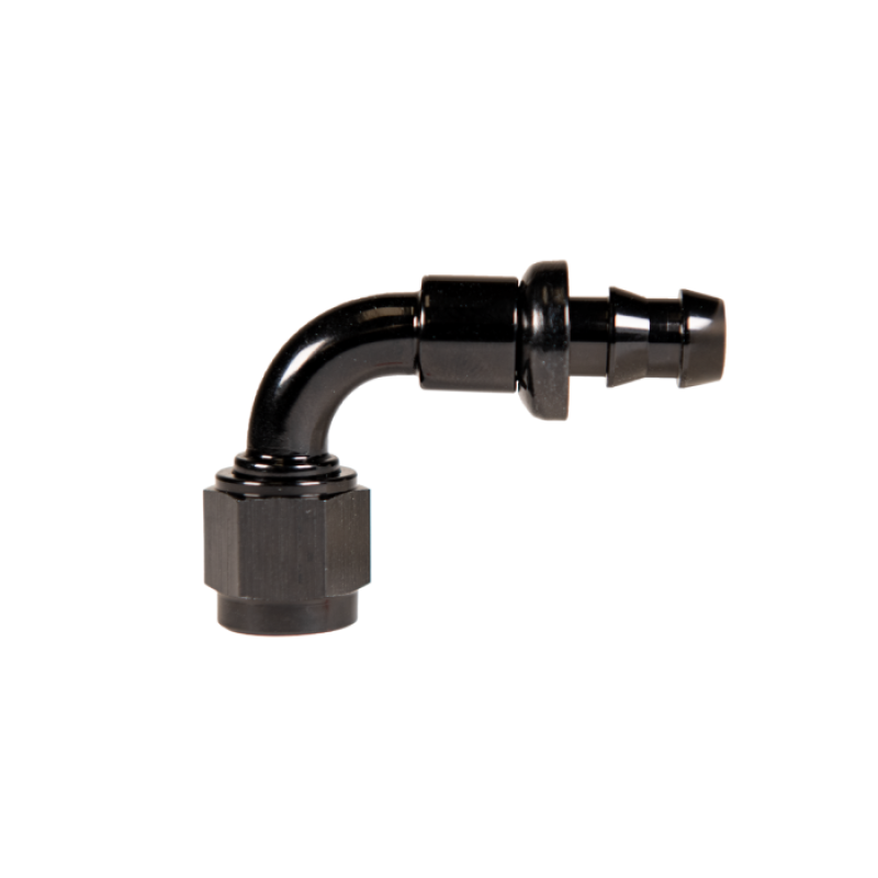 Fleece Performance Universal -10AN 90Deg to Hose Barb - Black - FPE-PL-90-10