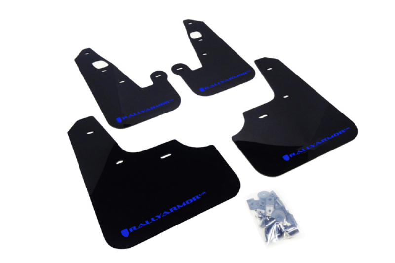 Rally Armor 07-17 Mitsubishi Lancer Black UR Mud Flap w/ Blue Logo - MF8-UR-BLK/BL