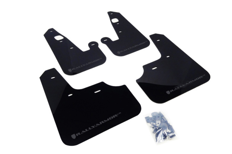 Rally Armor 07-17 Mitsubishi Lancer Black UR Mud Flap w/ Grey Logo - MF8-UR-BLK/GRY