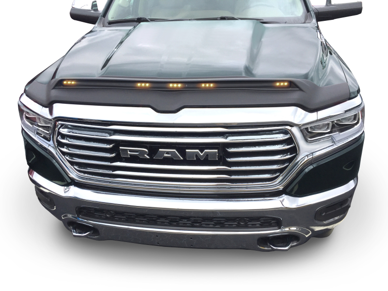 AVS 2019 Dodge Ram 1500 Aeroskin Low Profile Hood Shield w/ Lights - Black - 753163