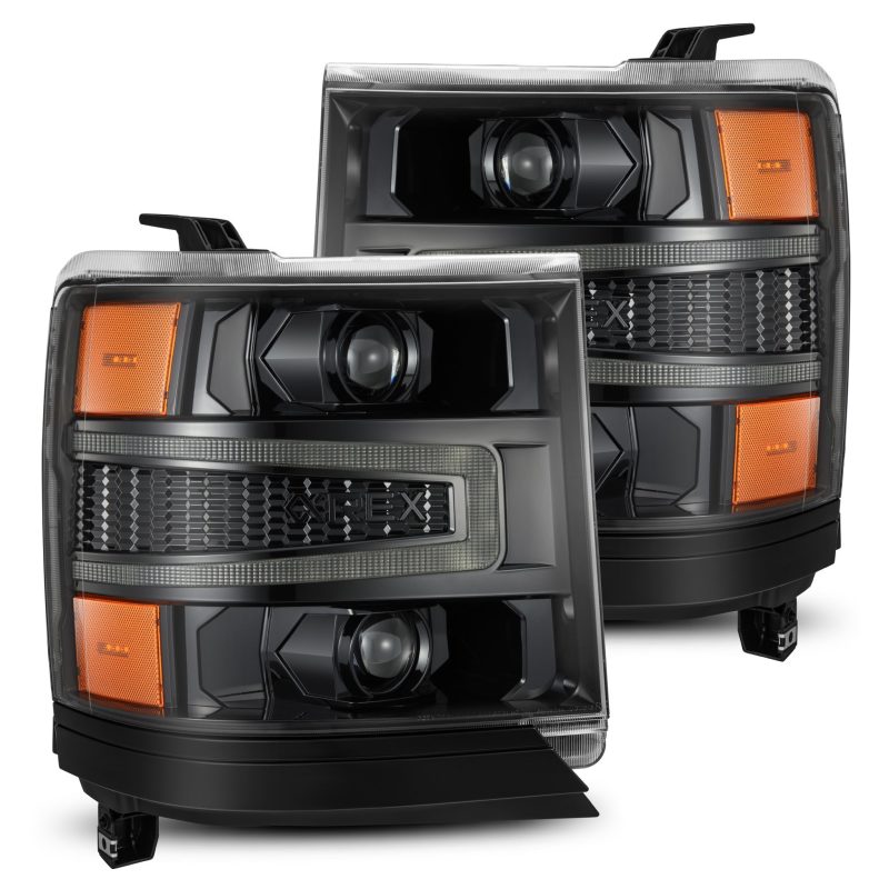 AlphaRex 16-18 Chevy 1500HD LUXX LED Proj Headlights Alpha-BK w/Seq Atv Lgt / SeqSig (Req PN 810023) - 880233