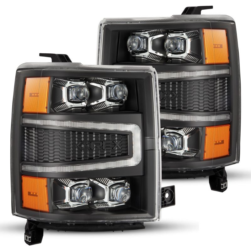 AlphaRex 04-15 Chevy 1500HD NOVA-Series LED Proj Headlights Black w/Activ Light/Seq Signal & SB DRL - 880239