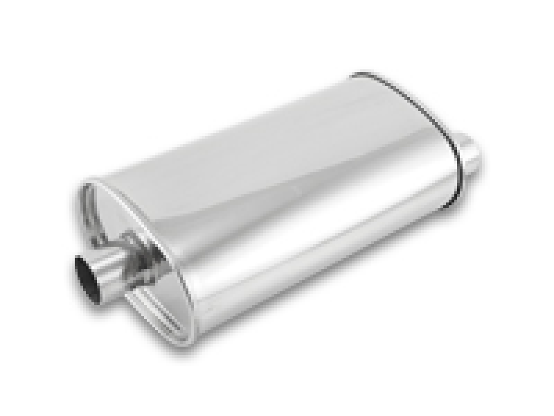 Vibrant StreetPower Oval Muffler - 2in Inlet/Dual Outlet (Center In - Offset Out) - 1104