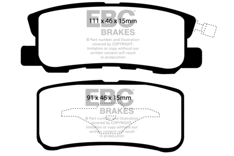 EBC 11-14 Chrysler 200 3.6 Redstuff Rear Brake Pads - DP31407C