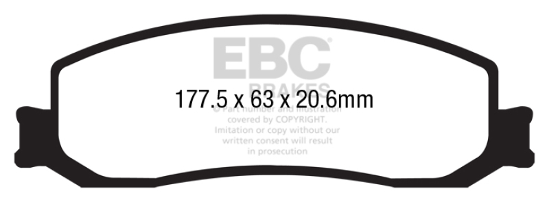 EBC 12 Ford F250 (inc Super Duty) 6.2 (2WD) Extra Duty Front Brake Pads - ED93000