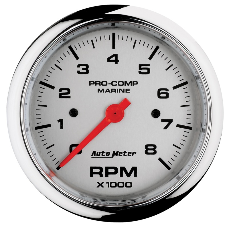 Autometer Marine Chrome Ultra-Lite 3-3/8in 8k RPM Tachometer Gauge - 200779-35