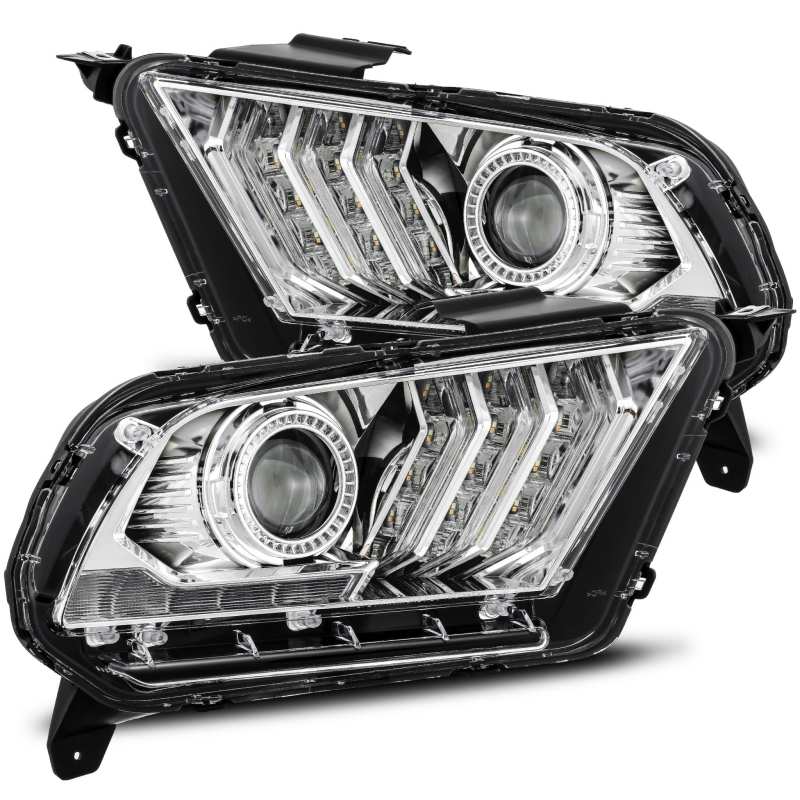 AlphaRex 10-12 Ford Mustang PRO-Series Projector Headlights Plank Style Chrome w/Top/Bottom DRL - 880111