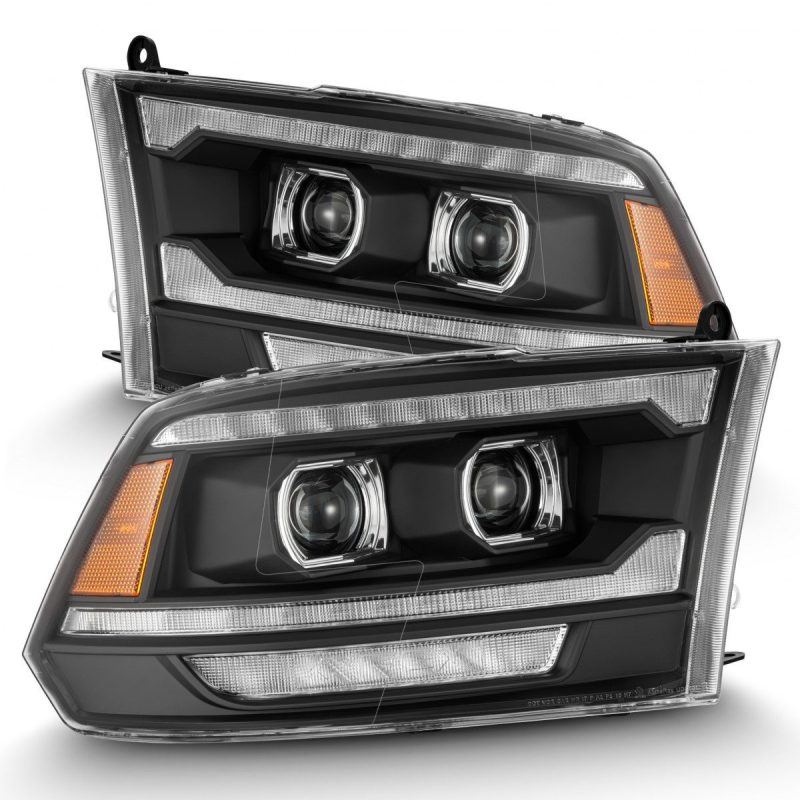 AlphaRex 09-18 Dodge Ram 2500 LUXX LED Proj Headlights Plank Style Blk w/Activ Light/Seq Signal/DRL - 880558