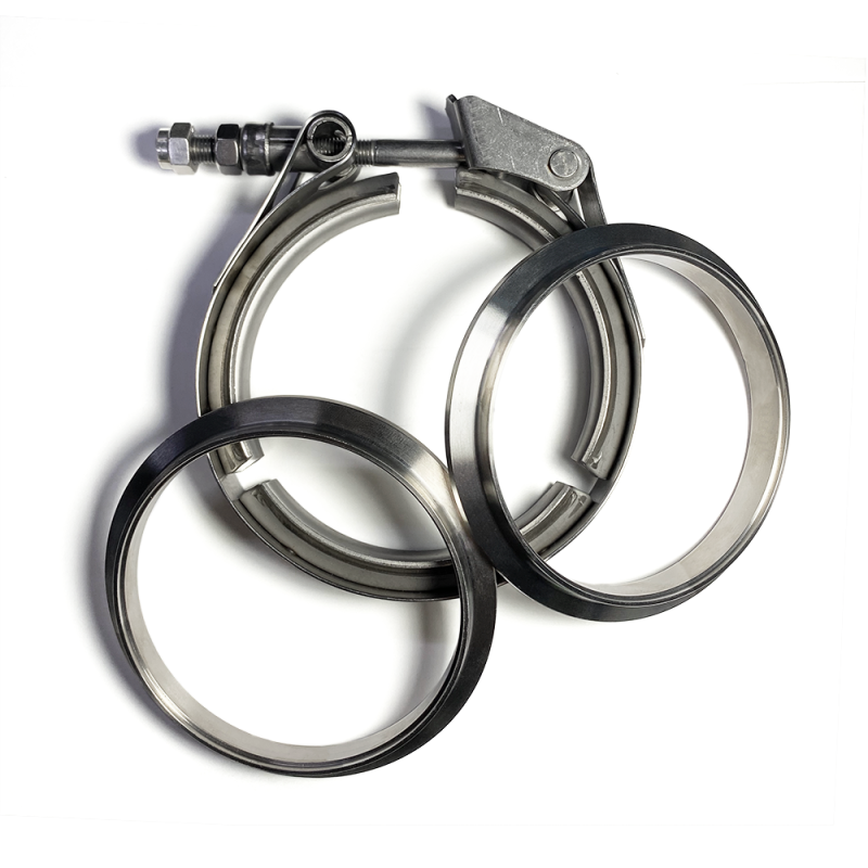 Ticon Industries 3.5in Titanium V-Band Clamp Assembly - Quick Release (w/Female Flange/Male Flange) - 103-08910-2002