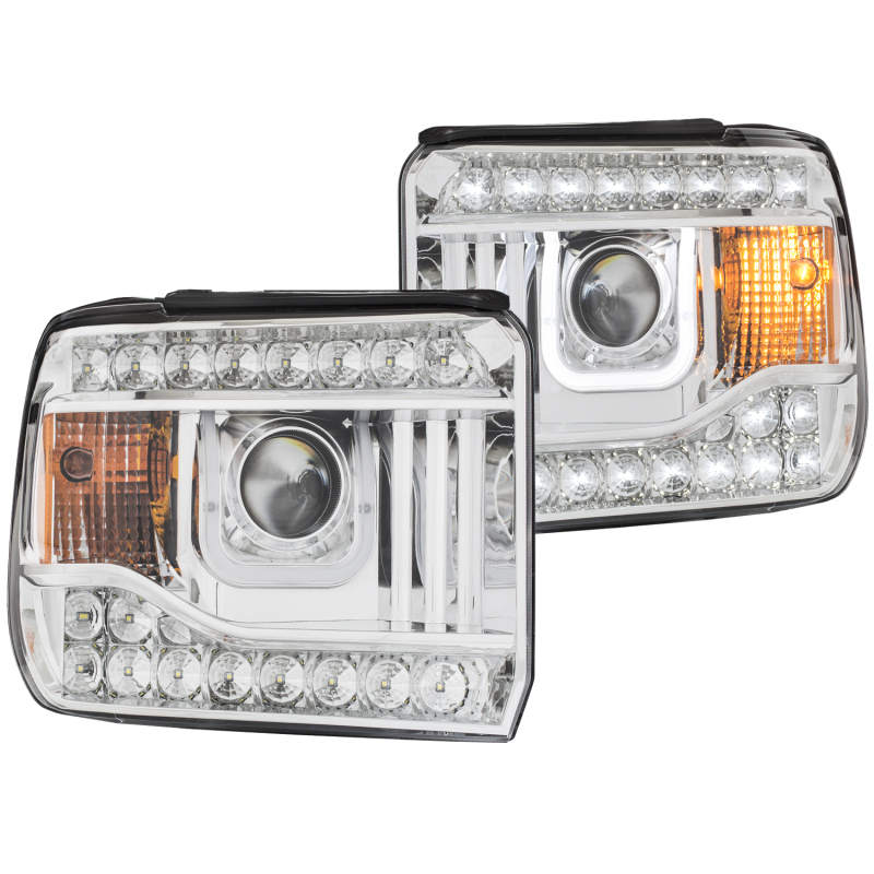 ANZO 2014-2015 Gmc Sierra Projector Headlights w/ U-Bar Chrome - 111317