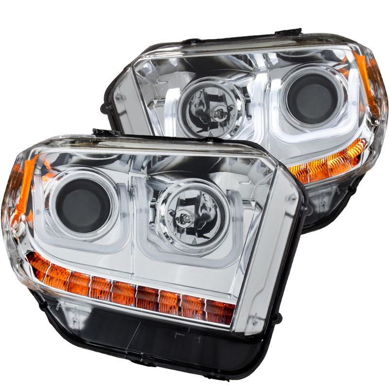 ANZO 2014-2015 Toyota Tundra Projector Headlights w/ U-Bar Chrome w/ DRL - 111327