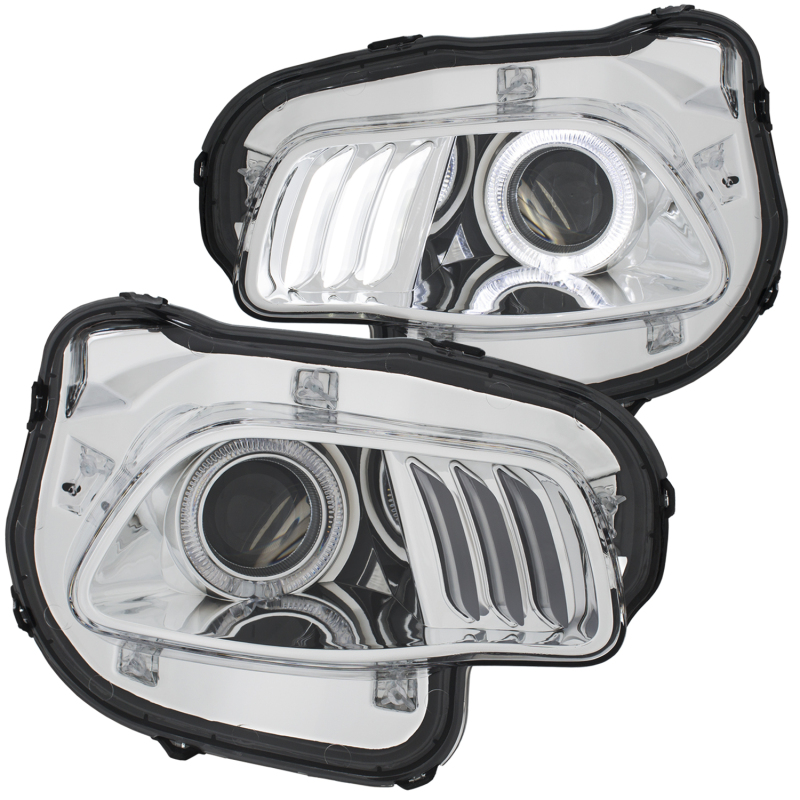 ANZO 2014-2016 Jeep Cherokee Projector Headlights Chrome clear w/ white and Red - 111354