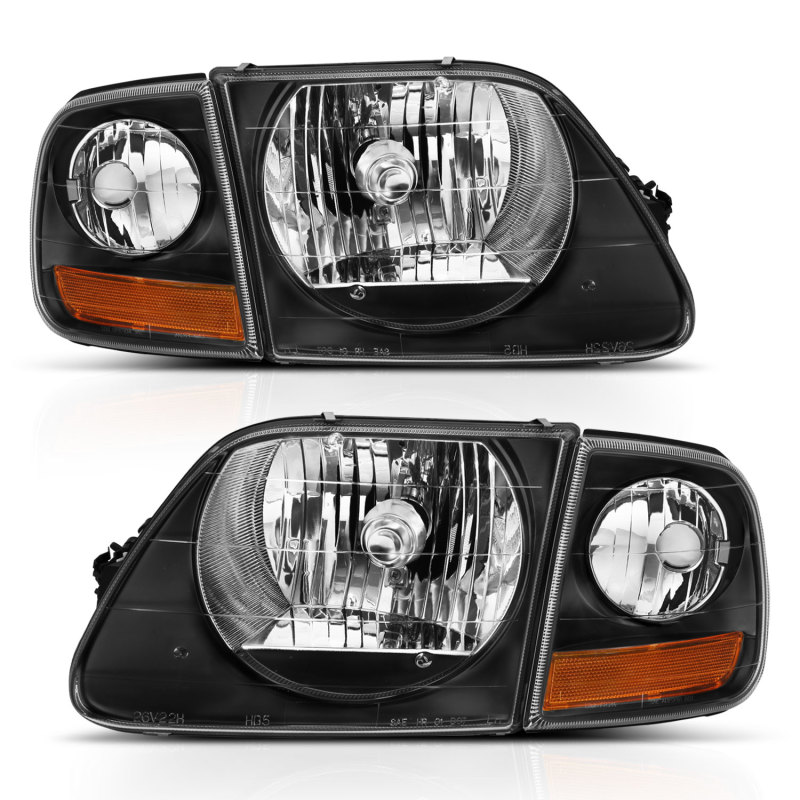 ANZO 1997-2003 Ford F150 Crystal Headlight Black w/ Parking Light - 111460
