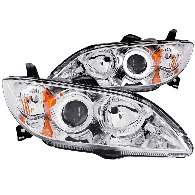 ANZO 2004-2008 Mazda 3 Projector Headlights w/ Halos Chrome - 121211