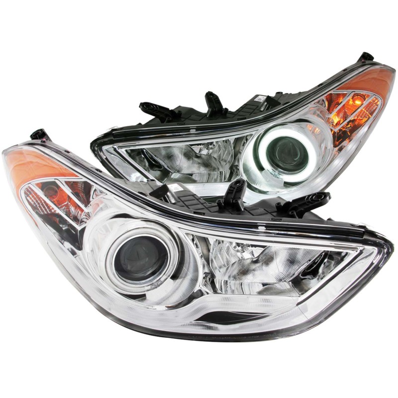 ANZO 2011-2014 Hyundai Elantra Projector Headlights w/ Halo Chrome (CCFL) - 121455