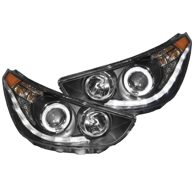 ANZO 2012-2013 Hyundai Accent Projector Headlights w/ Halo Black (CCFL) - 121476