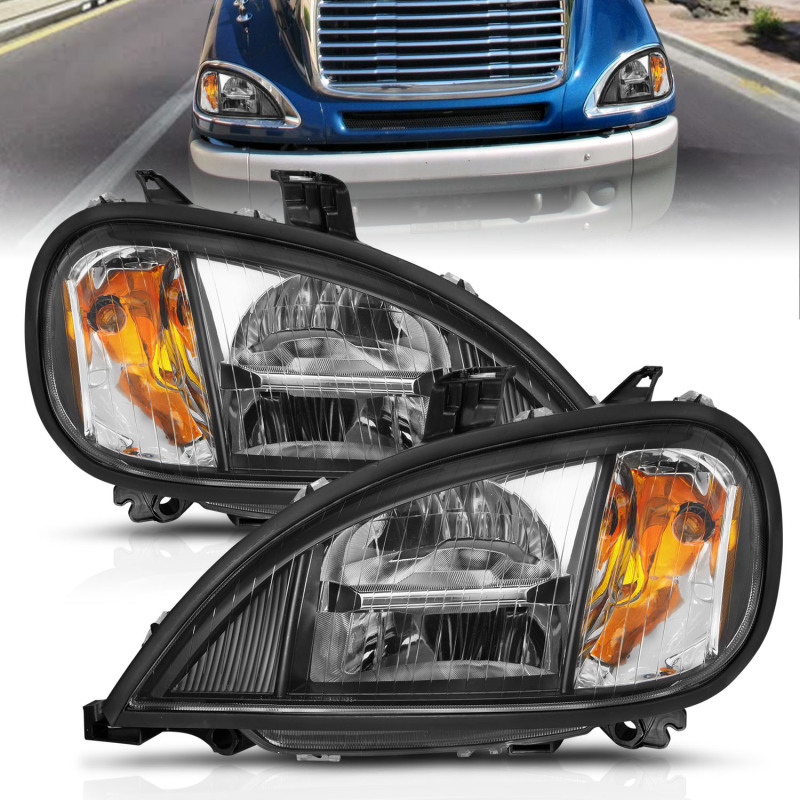 ANZO 1996-2013 Freightliner Columbia LED Crystal Headlights Black Housing w/ Clear Lens (Pair) - 131028