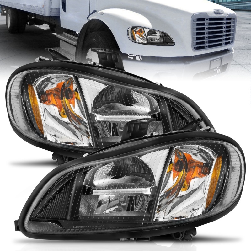 ANZO 2002-2014 Freightliner M2 LED Crystal Headlights Black Housing w/ Clear Lens (Pair) - 131030