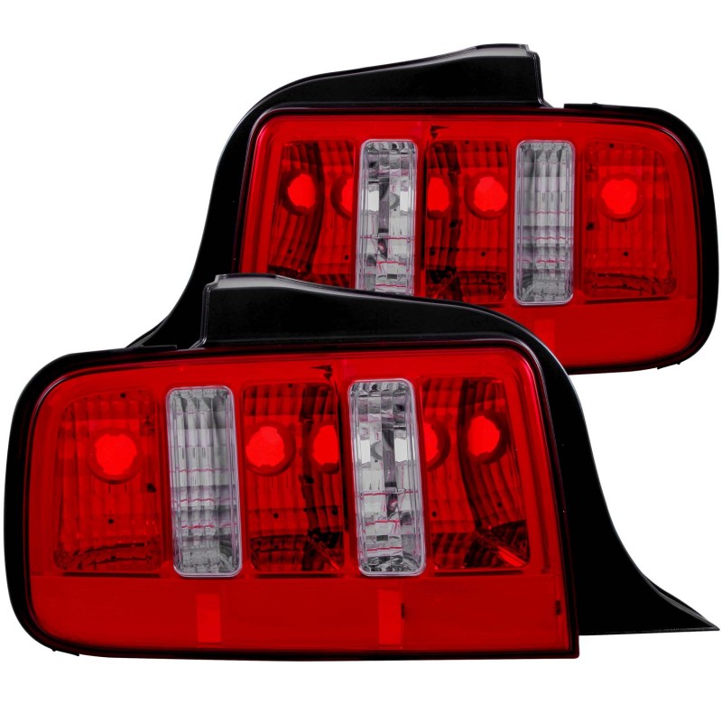 ANZO 2005-2009 Ford Mustang Taillights Red/Clear - 2010 Style - 221166