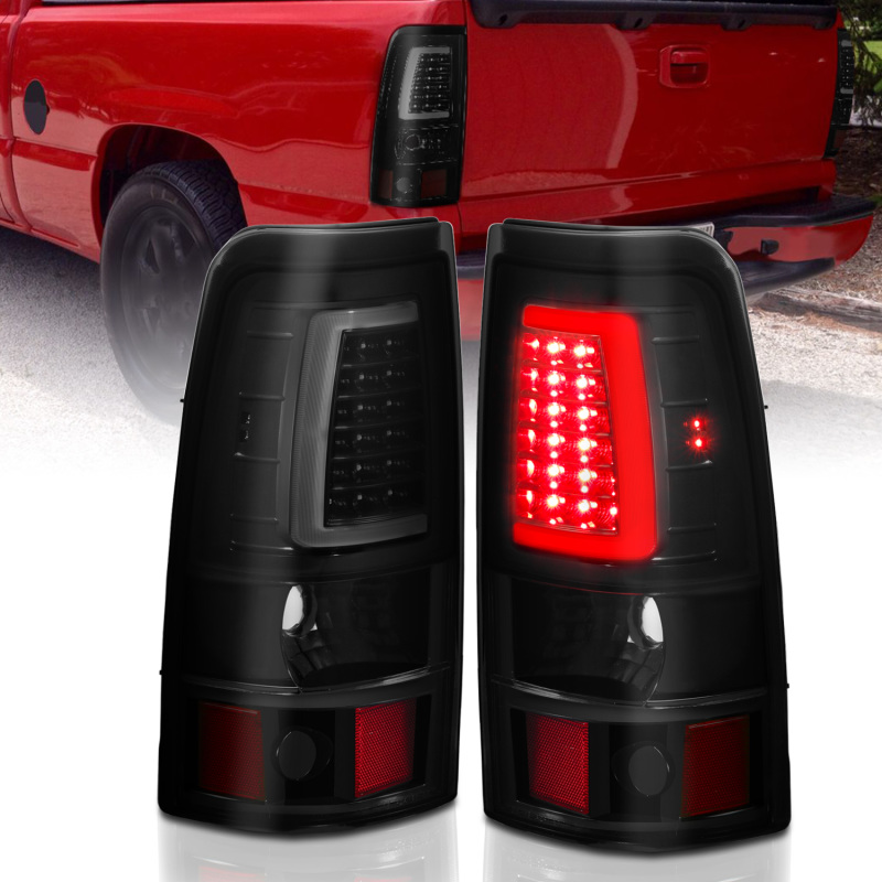 ANZO 1999-2002 Chevy Silverado 1500 LED Taillights Plank Style Black w/Smoke Lens - 311331