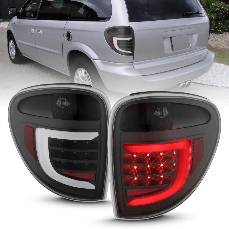 ANZO 2004-2007 Dodge  Grand Caravan LED Tail Lights w/ Light Bar Black Housing Clear Lens - 311365