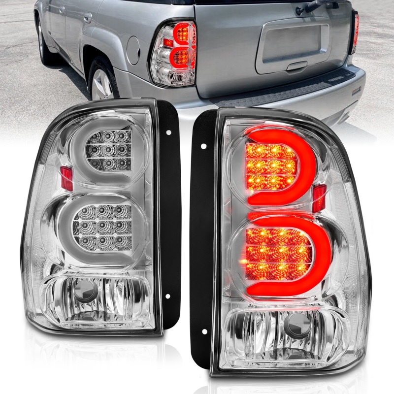 ANZO 2002-2009 Chevrolet Trailblazer LED Tail Lights w/ Light Bar Chrome Housing Clear Lens - 311373